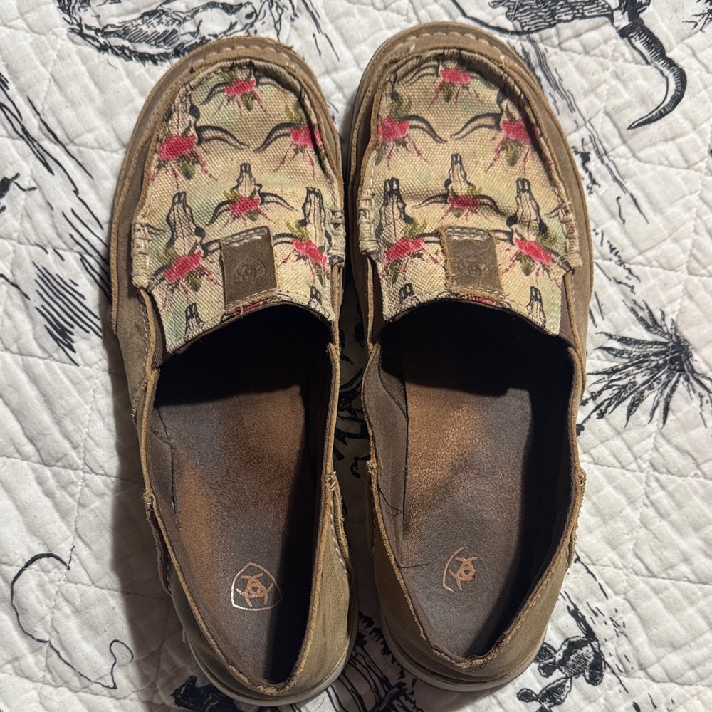 Ariat Tan Floral Loafers